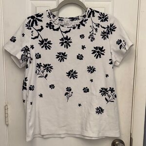 Kim Rogers White Floral Print Tee